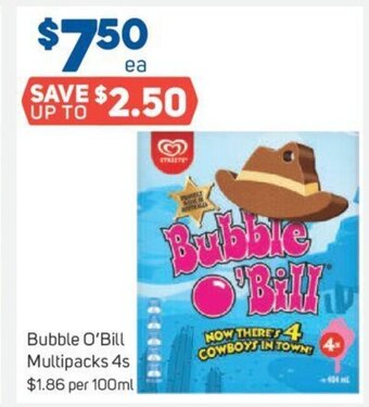 Foodland Bubble O'Bill Multipacks 4s offer