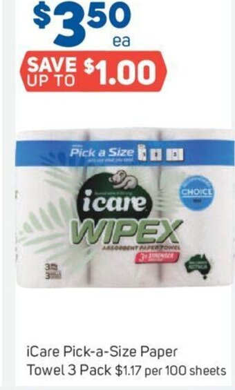 Foodland iCare Pick-a-Size Paper Towel 3 Pack offer