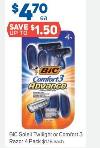 Foodland BIC Soleil Twilight or Comfort 3 Razor 4 Pack offer