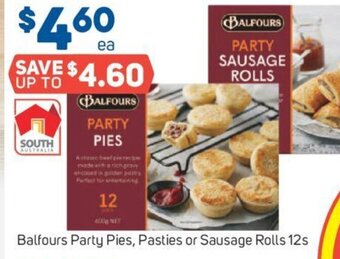 Foodland Balfours Party Pies, Pasties or Sausage Rolls 12s offer