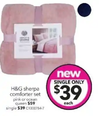 Cheap as Chips H&G sherpa comforter set pink or ocean queen offer
