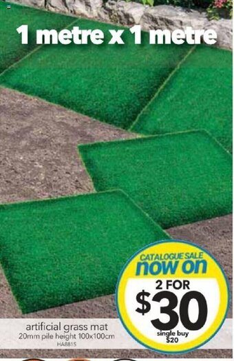 Cheap as Chips artificial grass mat 20mm pile height 100x100cm offer