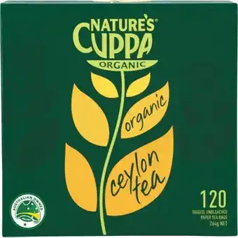 Woolworths Nature’s cuppa organic ceylon premium tea bags pk 120 offer