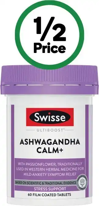 Woolworths Swisse ultiboost ashwaganda calm + tablets pk 60~ offer