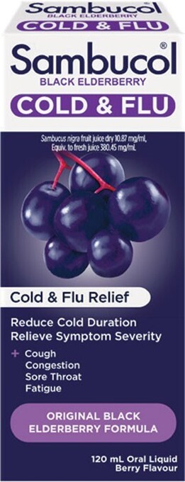 Woolworths Sambucol cough syrups cold & flu liquid 120ml* offer