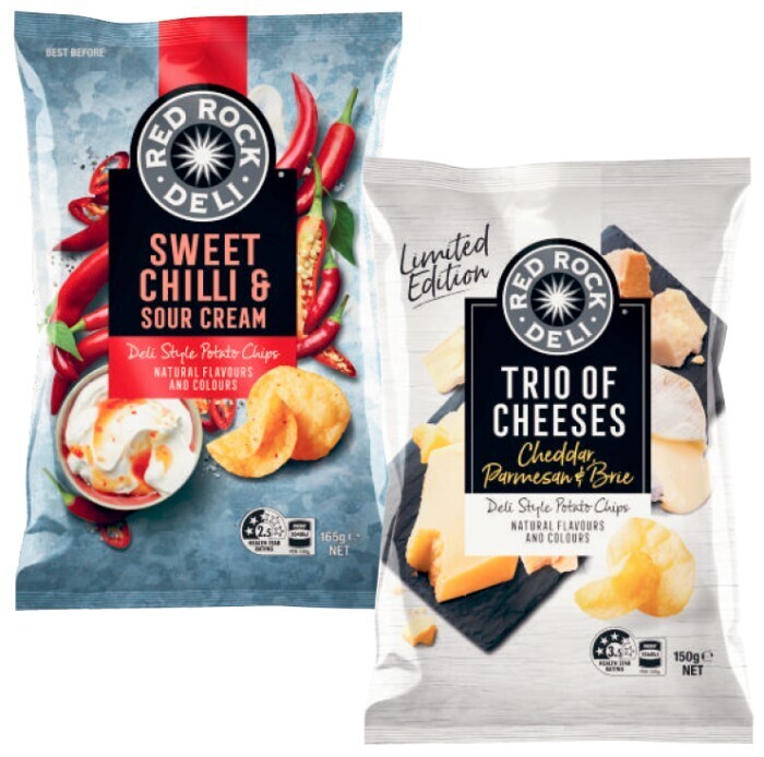 Red rock deli potato chips 150g165g offer at Coles