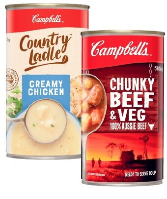Coles Campbell's country ladle or chunky soup 495g-505g offer