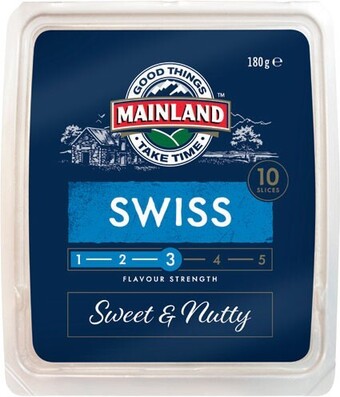 Coles Mainland swiss cheese slices 180g offer
