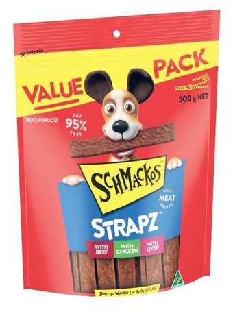 Coles Schmackos dog treats 500g offer