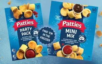 Coles Patties party pack 30 pieces 1.25kg or mini combo 40 pieces 1kg offer