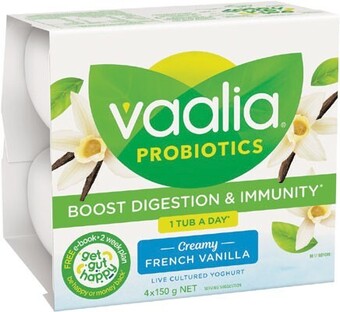 Coles Vaalia probiotics yoghurt 4x150g offer