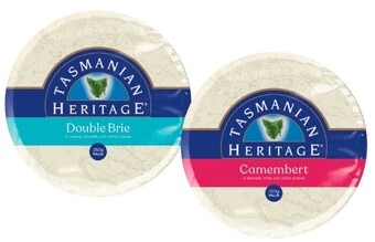 Coles Tasmanian heritage camembert or double brie 250g offer