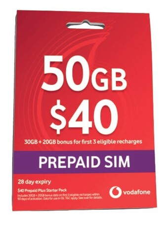 Coles Vodafone $40 prepaid sim offer