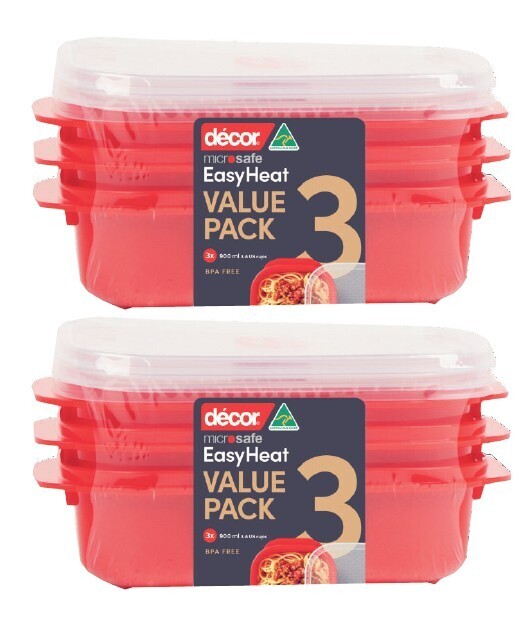 Décor microsafe easy heat containers 900ml 3 pack offer at Coles