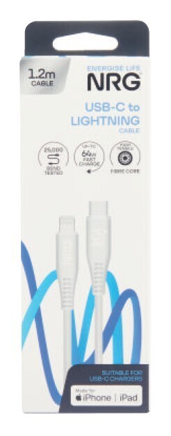 Nrg white lightning cable 1.2m