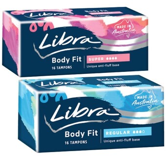 Coles Libra original tampons regular or super 16 pack offer