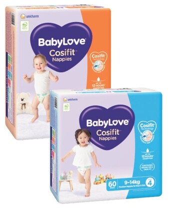 Coles Babylove cosifit jumbo nappies 54 pack-84 pack offer