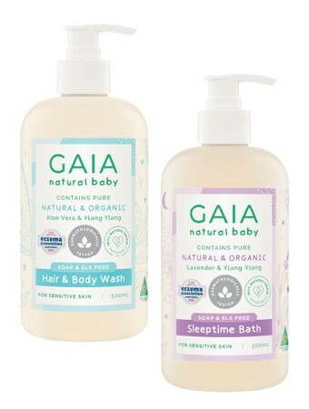 Coles Gaia natural baby hair & body wash or sleeptime bath 500ml offer
