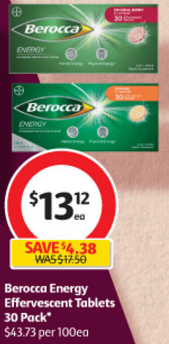 Coles Berocca Energy Effervescent Tablets 30 Pack offer