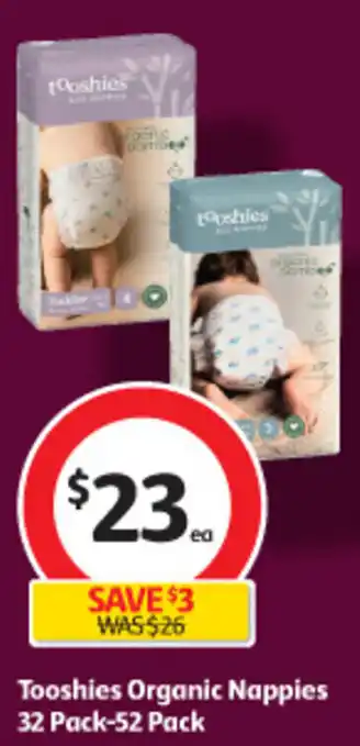 Coles Tooshies Organic Nappies 32 Pack-52 Pack offer
