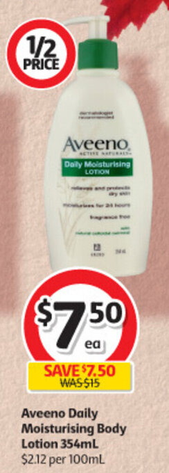 Coles Aveeno Daily Moisturising Body Lotion 354mL offer