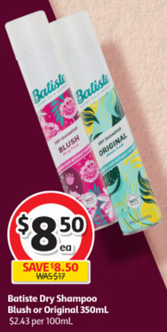 Coles Batiste Dry Shampoo Blush or Original 350mL offer