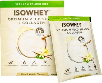 healthylife Isowhey vlcd (very low calorie diet) & collagen shake french vanilla 18x55g offer