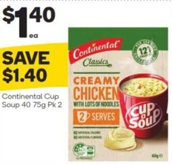 Woolworths Continental Cup Soup 40 75g Pk 2 offer