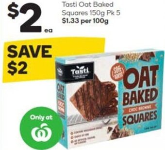 Woolworths Tasti Oat Baked Squares 150g Pk 5 offer