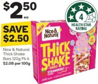 Woolworths Nice & Natural Thick Shake Bars 120g Pk 6 offer