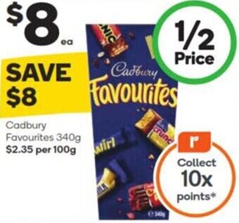 Woolworths Cadbury Favourites 340g offer