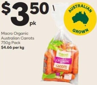 Woolworths Macro Organic Australian Carrots 750g Pack offer