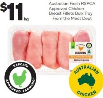 Woolworths Australian Fresh RSPCA Approved Chicken Breast Fillets Bulk Tray From the Meat Dept offer