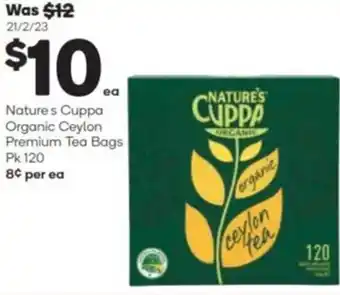 Woolworths Natures Cuppa Organic Ceylon Premium Tea Bags Pk 120 offer