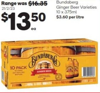 Woolworths Bundaberg Ginger Beer Varieties 10 x 375ml offer