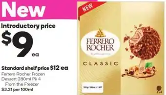 Woolworths Ferrero Rocher Frozen Dessert 280ml Pk 4 From the Freezer offer