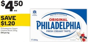 Woolworths Philadelphia Cream Cheese Block 250g offer