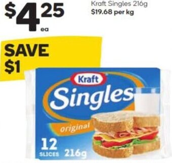 Woolworths Kraft Singles 216g offer