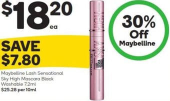 Woolworths Maybelline Lash Sensational Sky High Mascara Black Washable 7.2ml offer