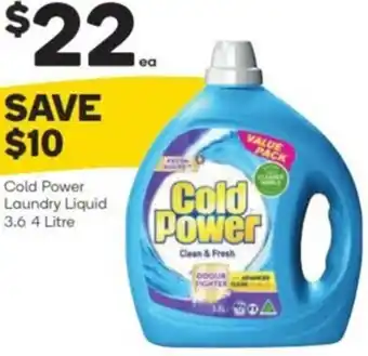 Woolworths Cold Power Laundry Liquid 3.6 4 Litre offer
