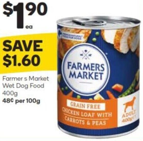 Farmers Market Wet Dog Food 400g offer at Woolworths
