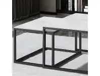 LivingStyles Moor 3 Piece Sintered Stone & Metal Nested Coffee Table Set, 112cm offer