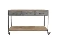 LivingStyles Avot Iron & Mango Wood Industrial Console Table, 148cm offer