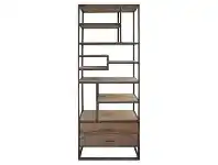 LivingStyles Vernot Iron & Mango Wood Industrial Slim Display Shelf offer