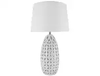 LivingStyles Kiran Ceramic Base Table Lamp, White offer