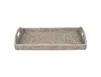 LivingStyles Savannah Rattan Breakfast Tray, Large, White Wash offer