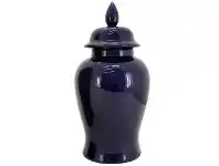 LivingStyles Hassan Ceramic Temple Jar, Small, Gloss Navy offer