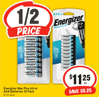 IGA Energizer Max Plus AA or AAA Batteries 10 Pack offer