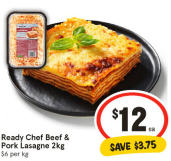 IGA Ready Chef Beef & Pork Lasagne 2kg offer