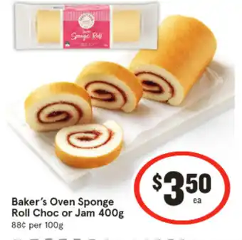 IGA Baker's Oven Sponge Roll Choc or Jam 400g offer